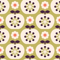 2800 D - retro apples, sage green wallpaper