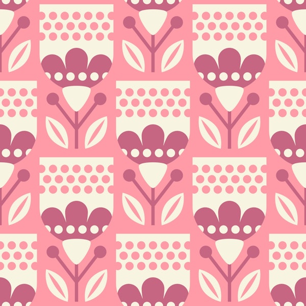 2805 A - Scandinavian folk flowers, pink