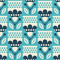 2805 B - Scandinavian folk flowers, blue carta da parati