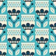 2805 B - Scandinavian folk flowers, blue