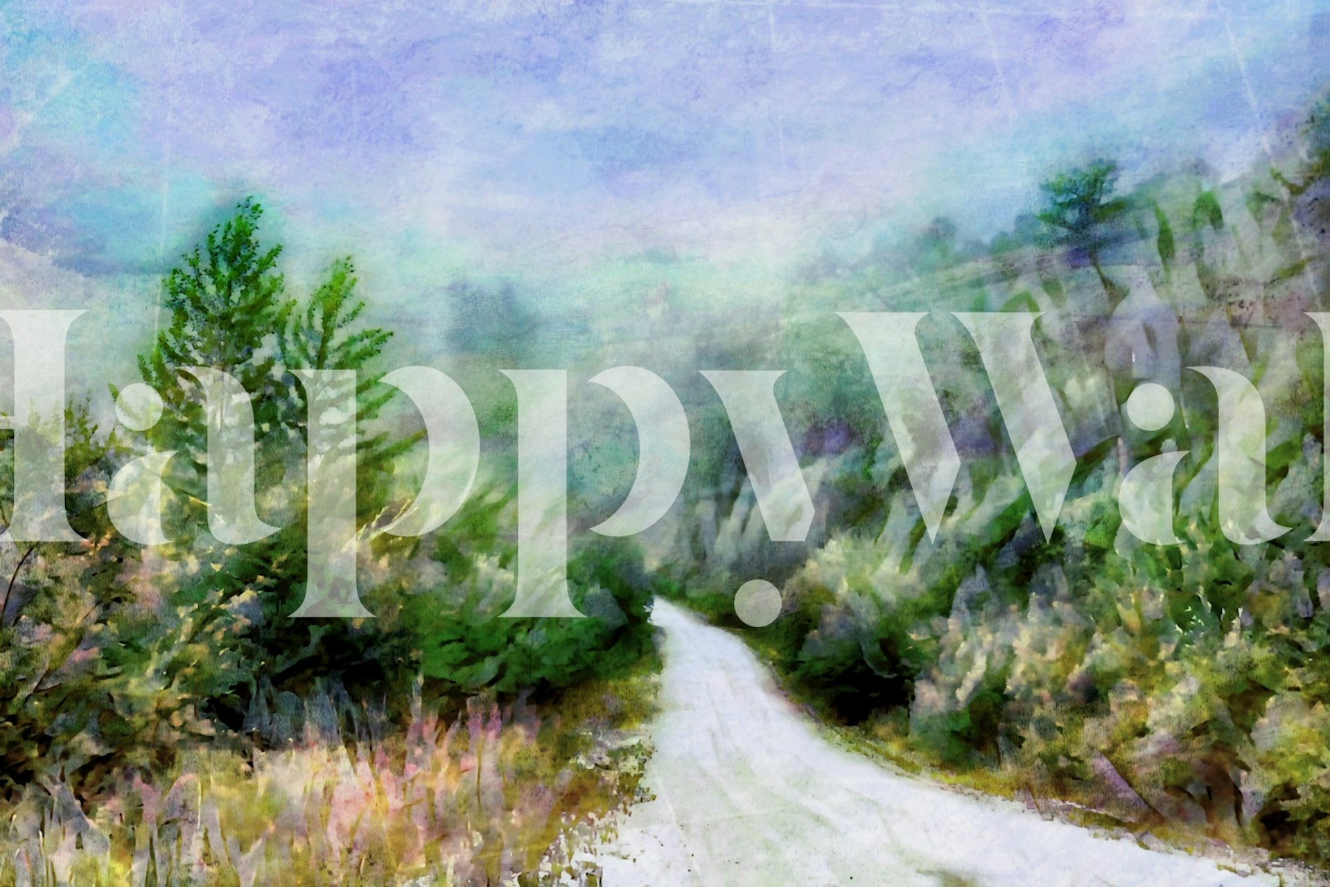 Misty Spring Forest wallpaper displayed in a room