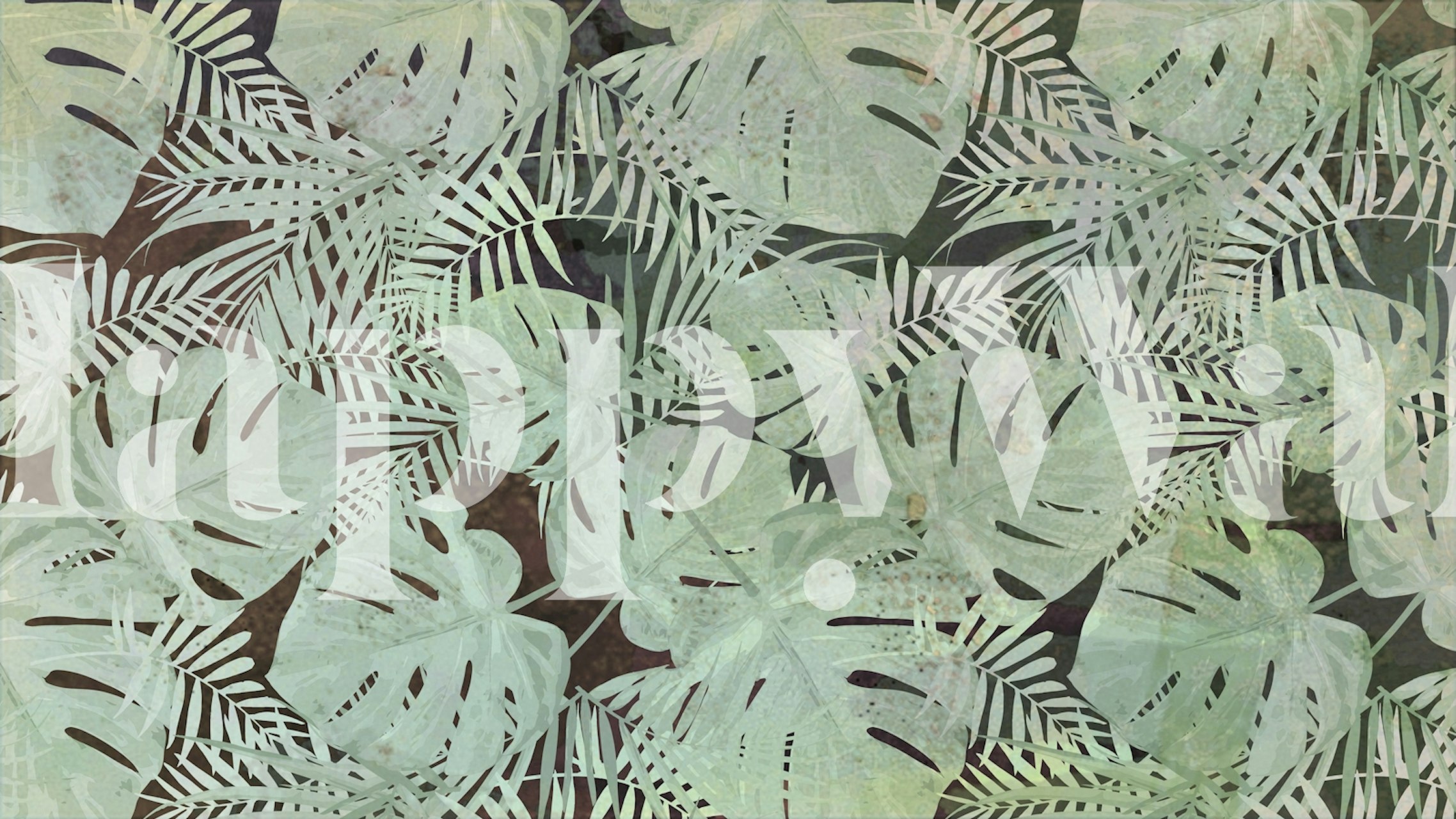 Green tropical leaves pattern wallpaper with a vintage style