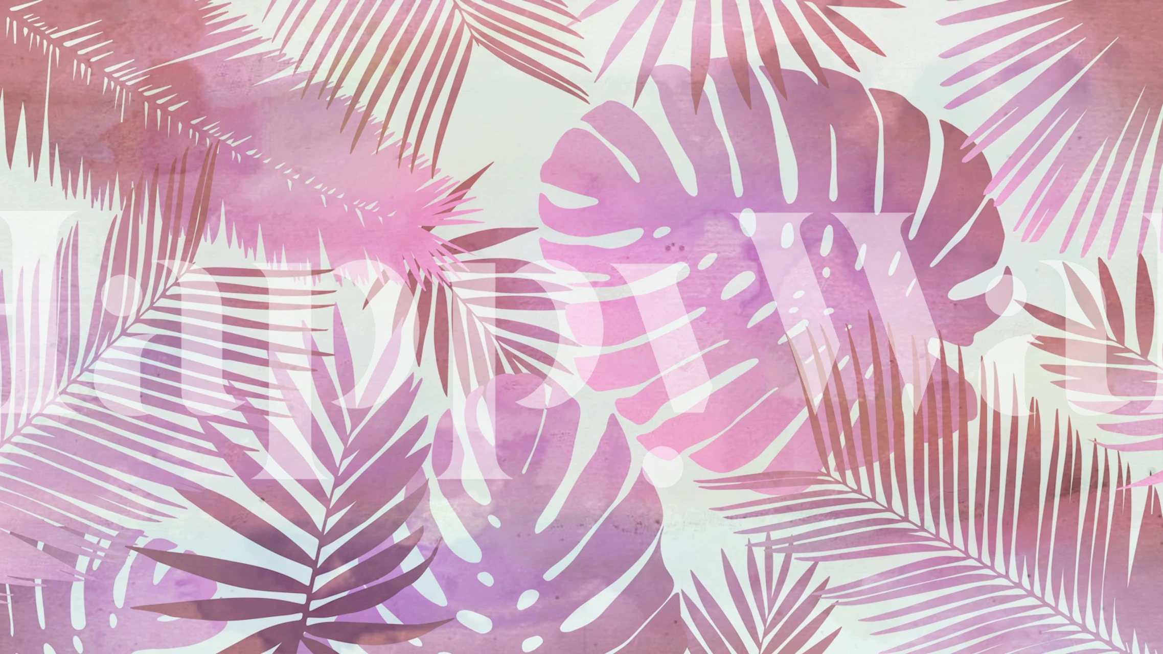 Pink tropical leaf patterns on a light background wallpaper