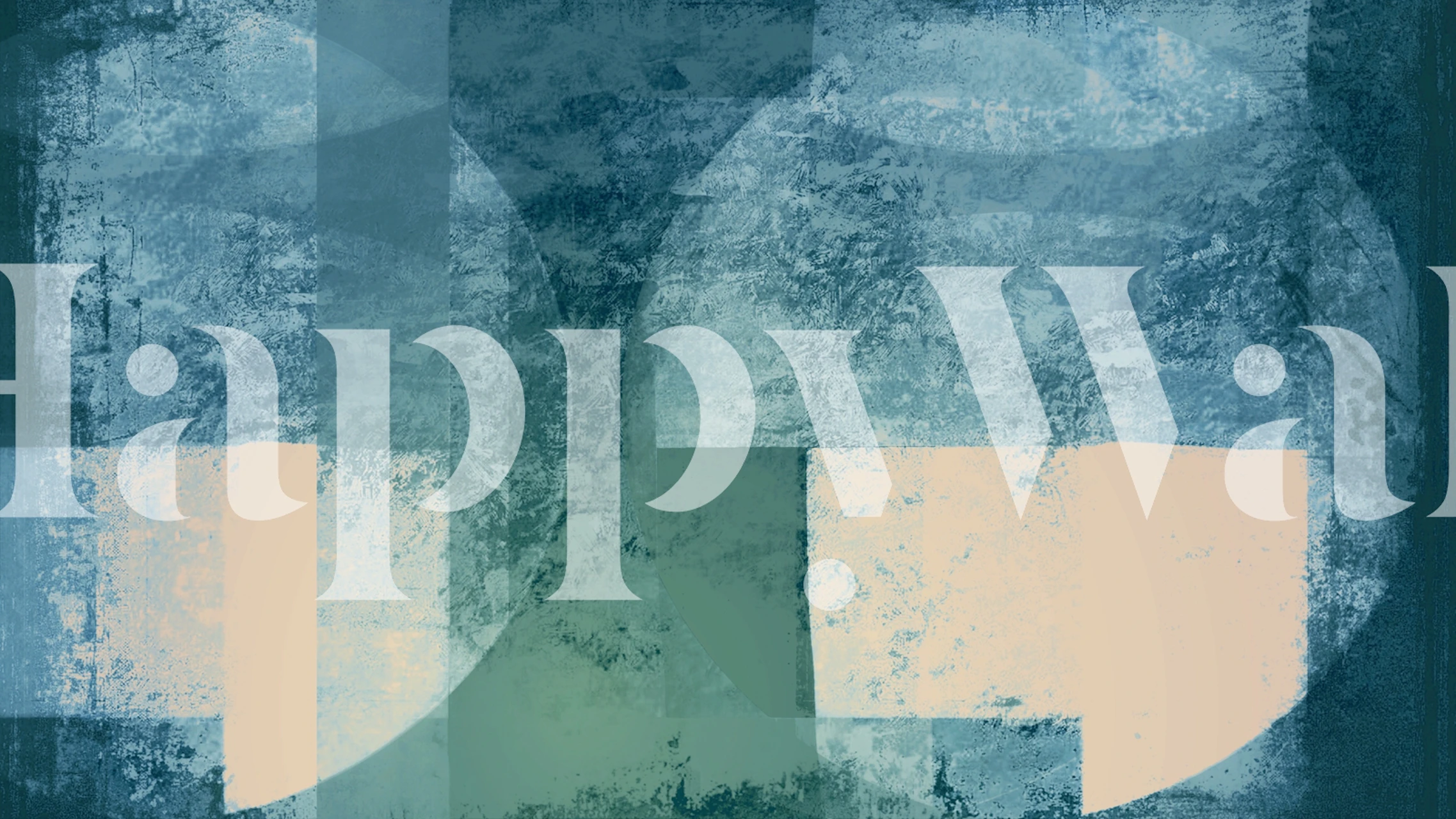 Abstract Handmade Teal Bauhaus wall mural with geometric design