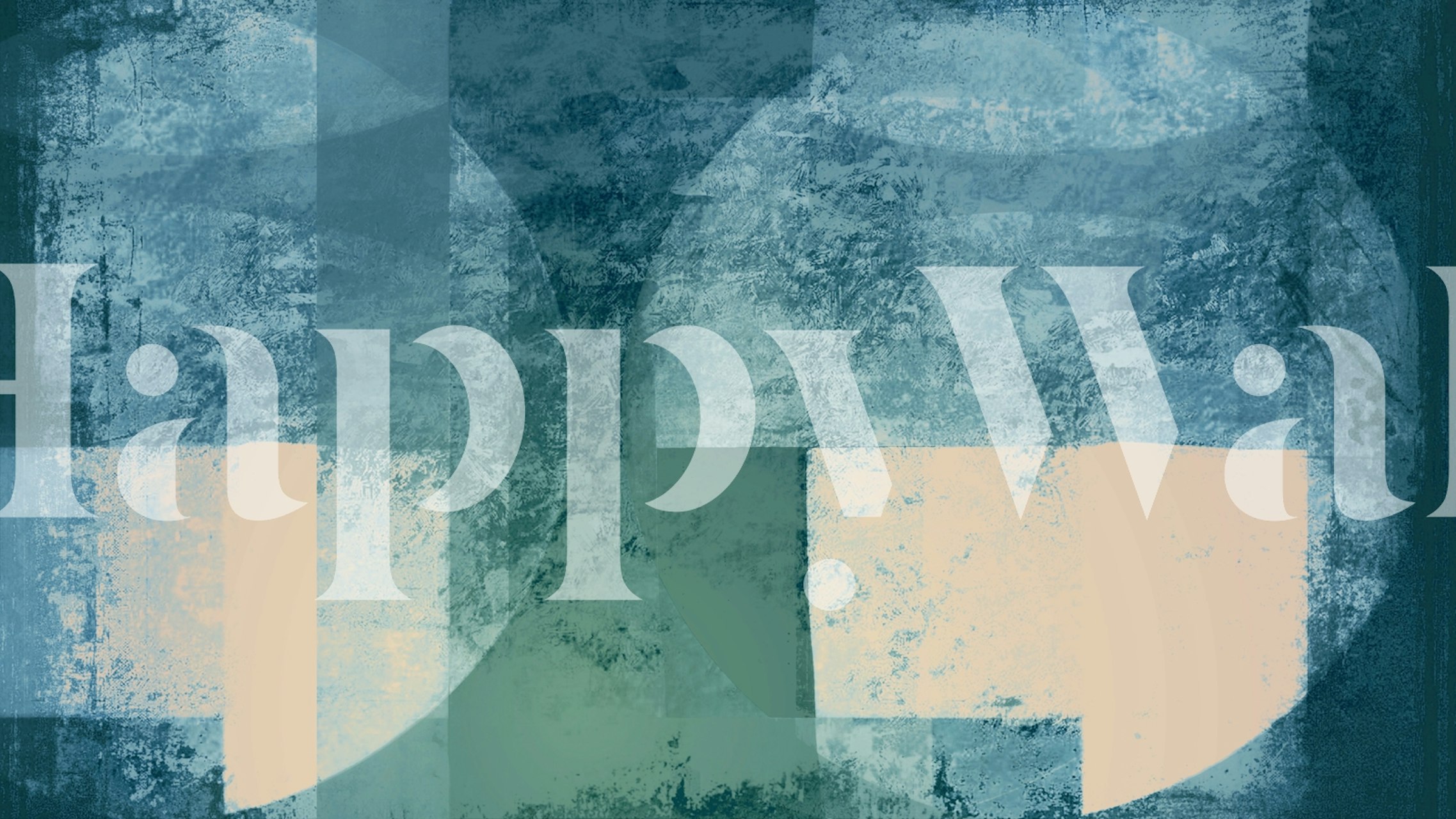 Abstrakt håndlavet Teal Bauhaus vægmaleri med geometrisk design