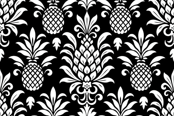 Modern Monochrome Pineapple Chic White On Black