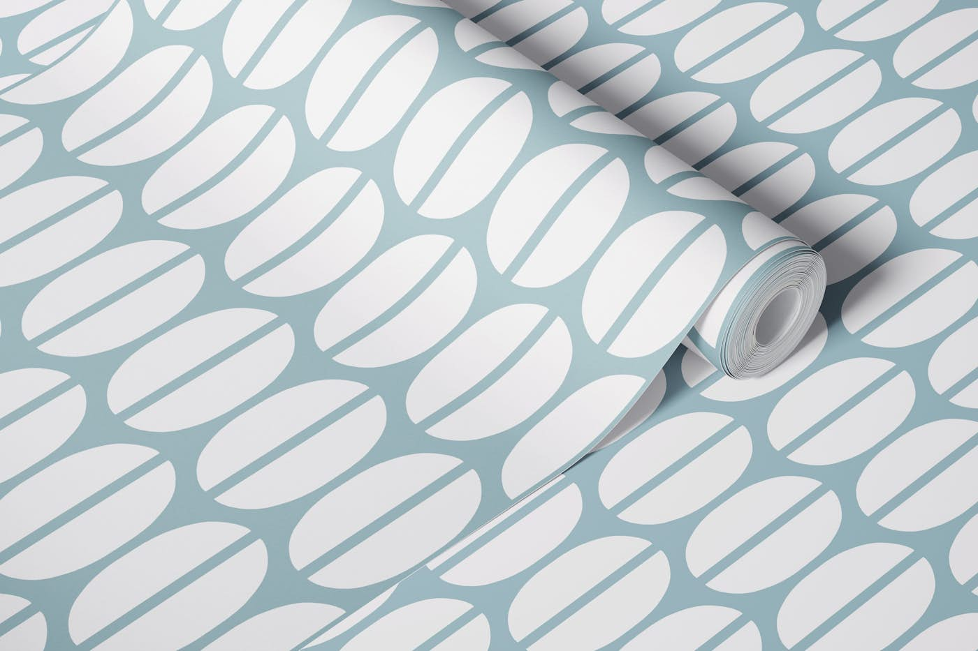 Scandi Coffee Beans - Blue wallpaper roll