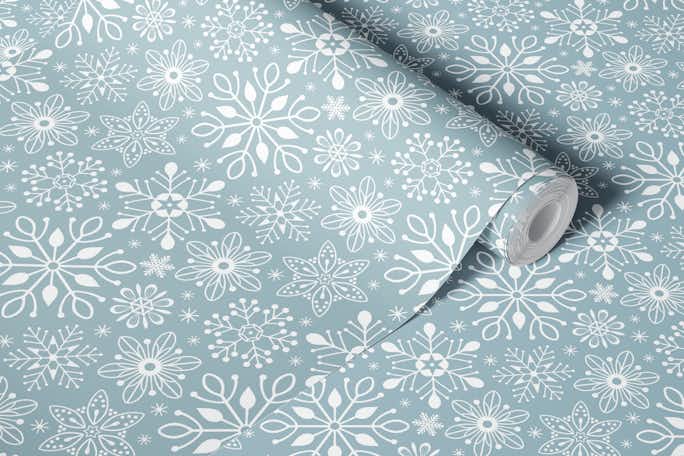 Snowflakes - Bluewallpaper roll