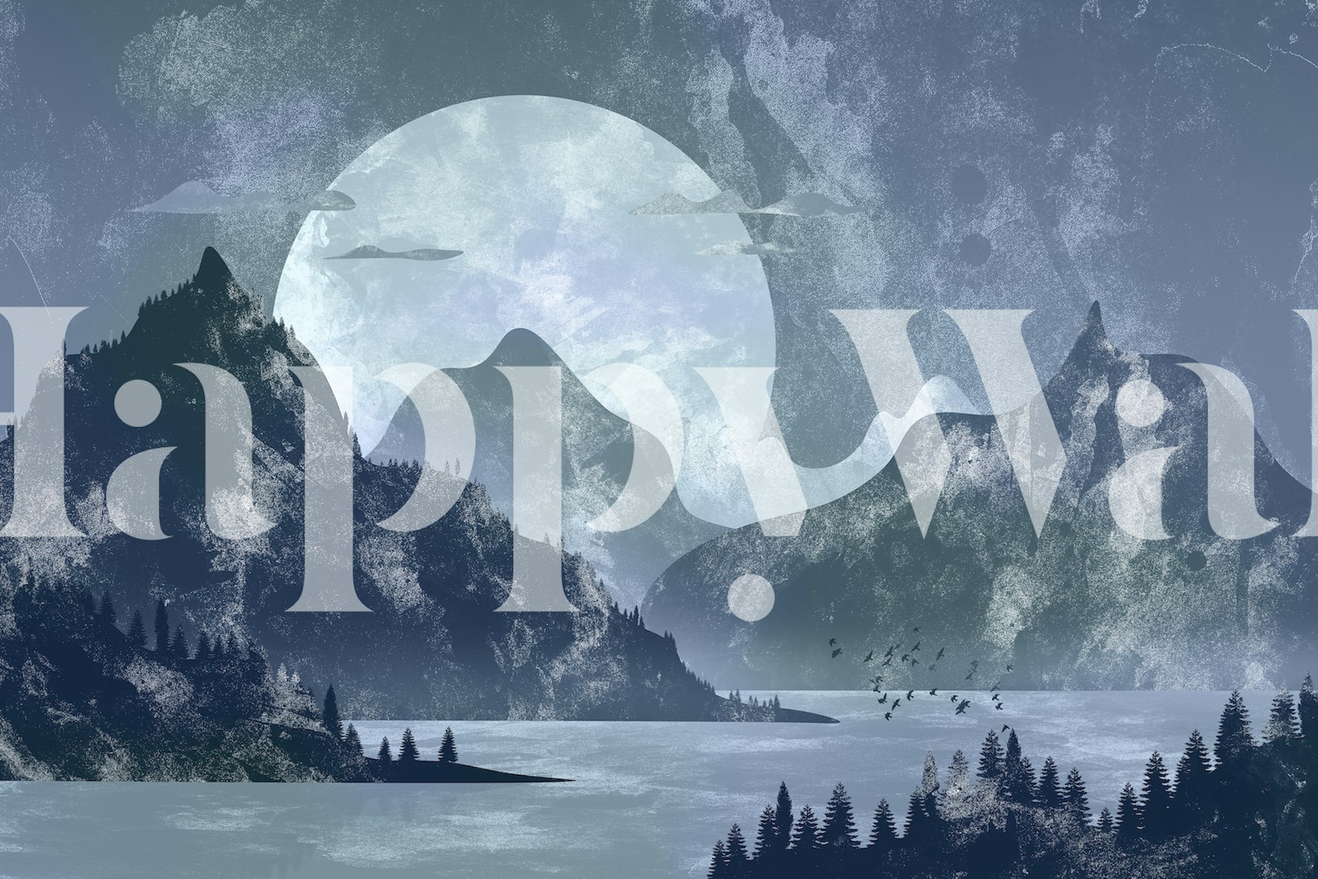 The Blue Lake tapet vist i et rum