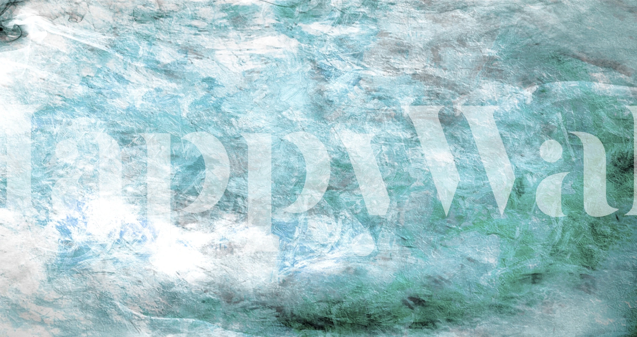 Teal and white abstract cloud wall mural.