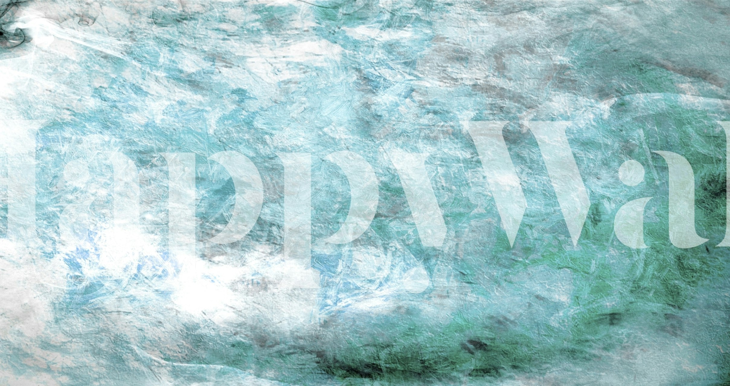 Teal and white abstract cloud wall mural.