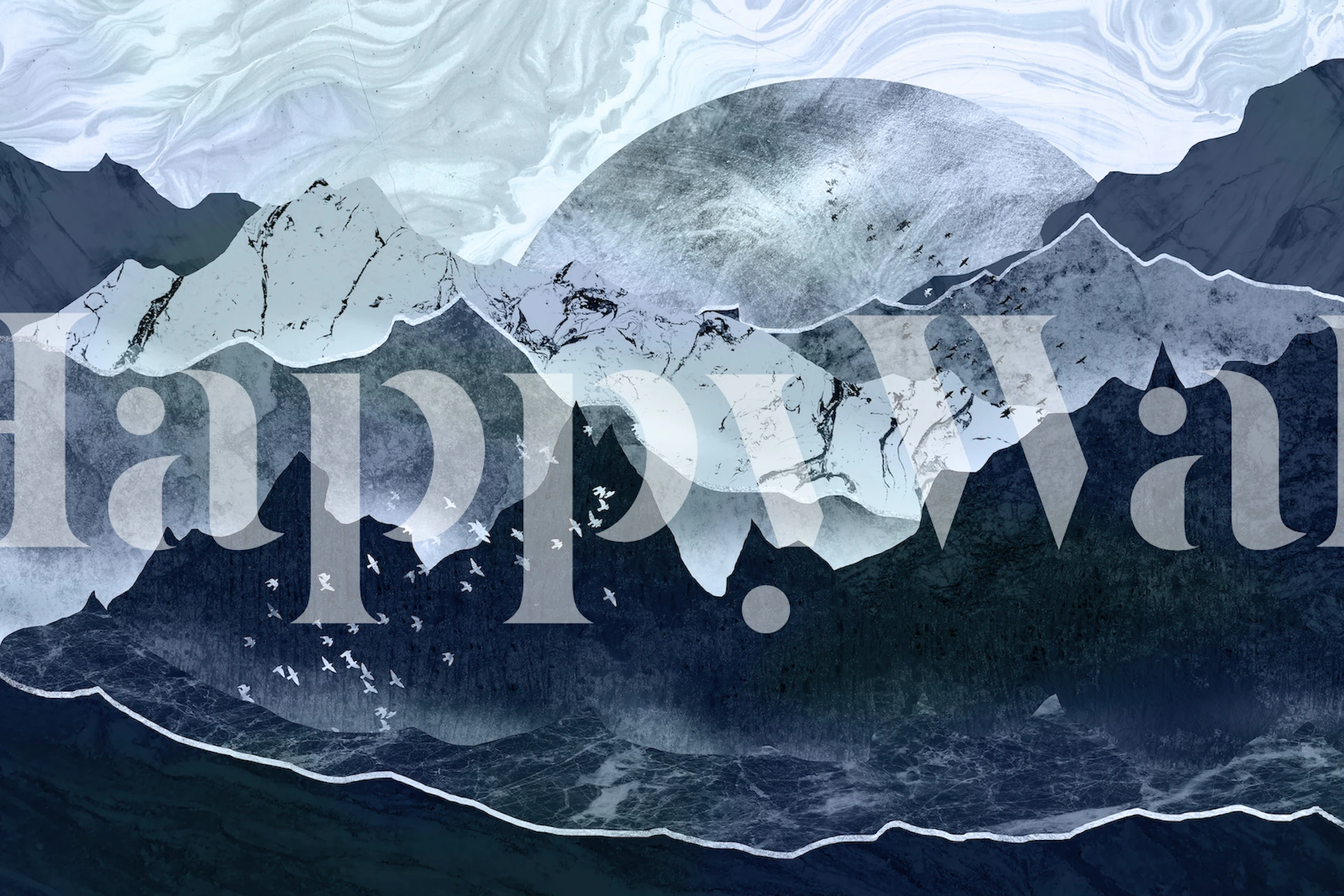 Tapete von White birds between blue mountains