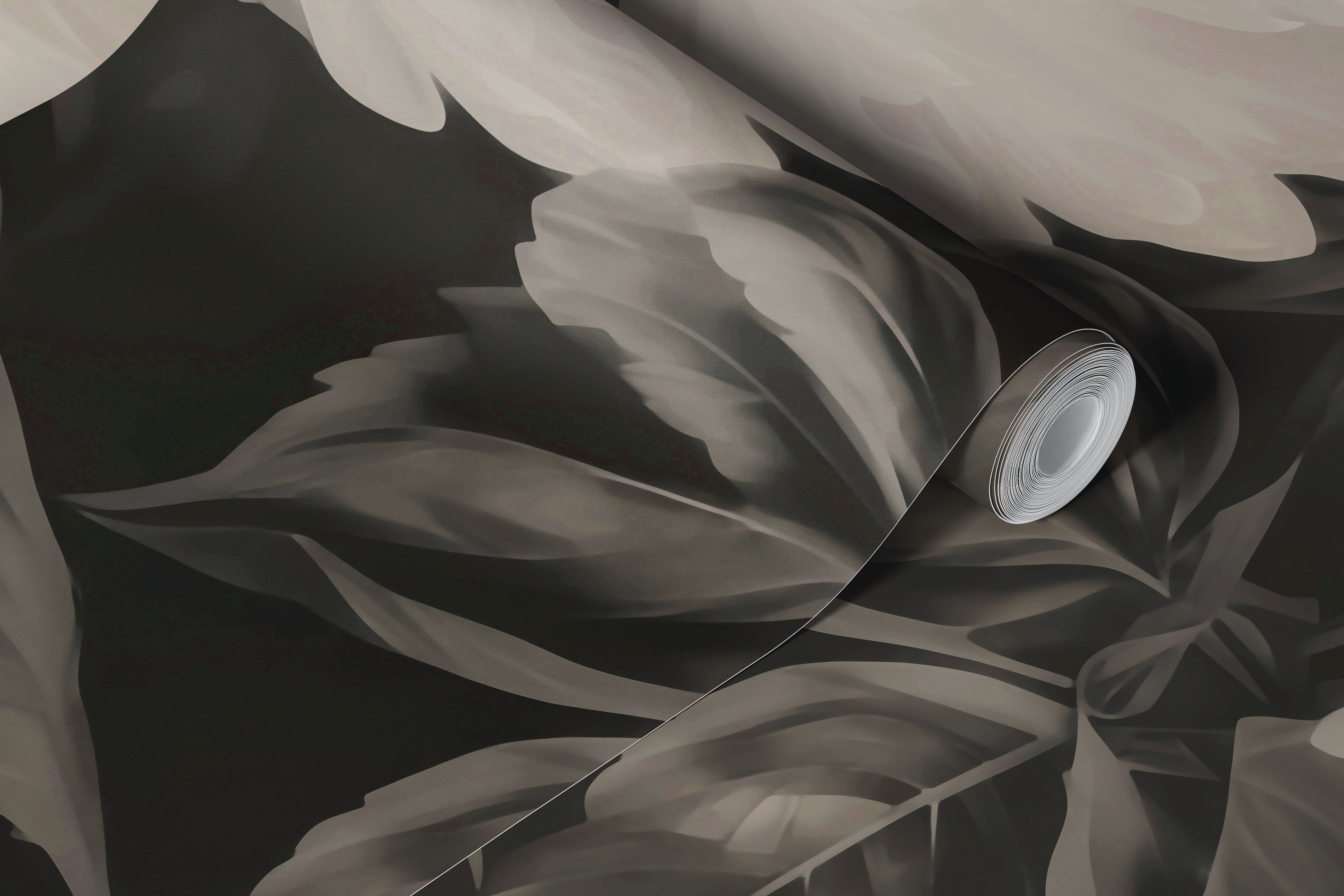 Moody botanical wallpaper with Baroque flowers
