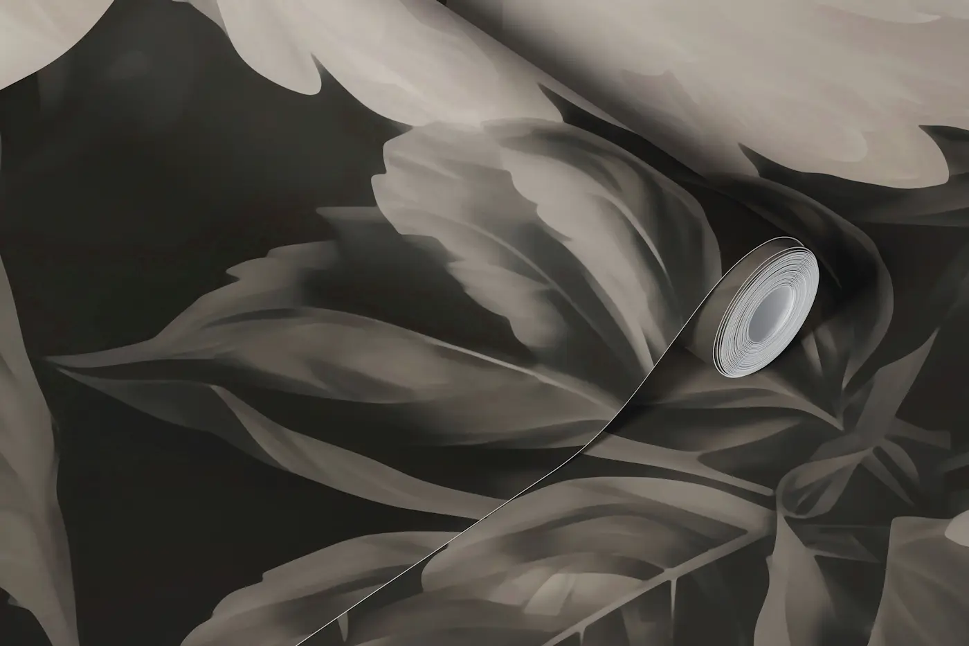 Opulent Baroque Flowers Moody Botany Gray wallpaper roll