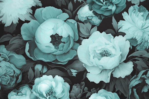Opulent Baroque Flowers Moody Botany Teal