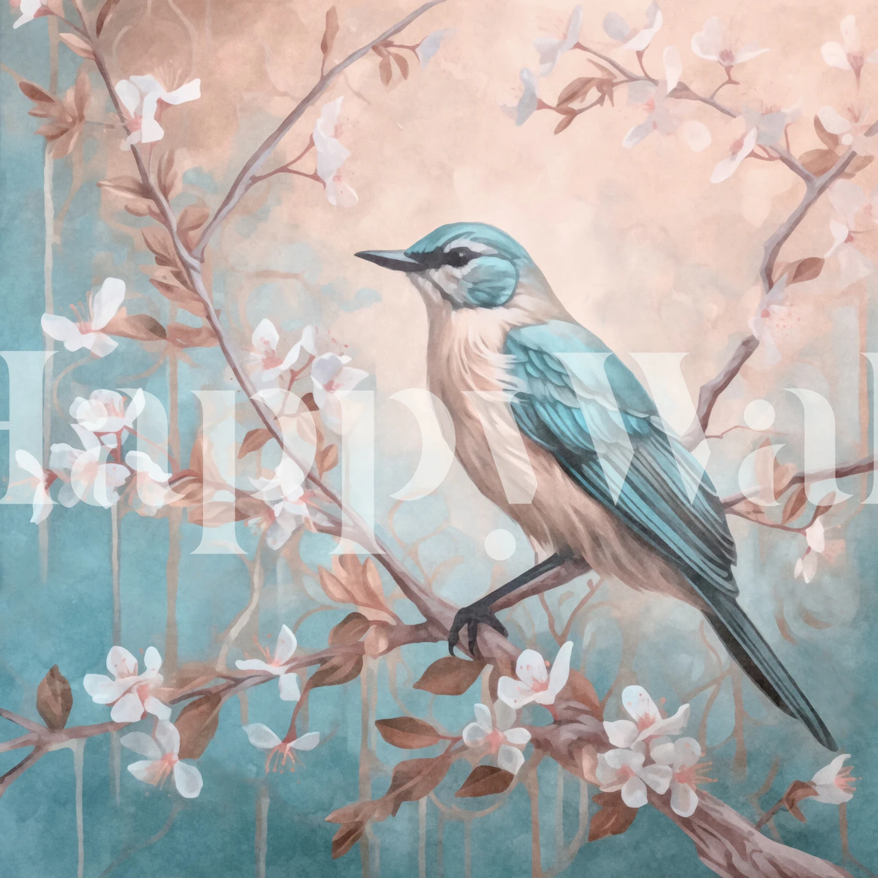 Spring Bird Romance tapetti huoneessa