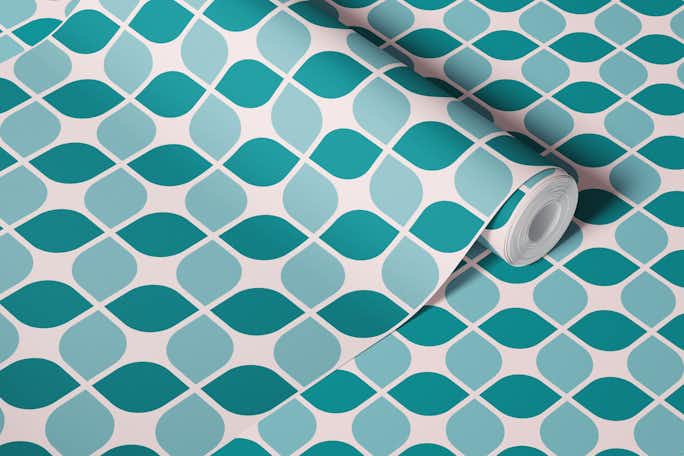 Retro Shapes Pattern Teal Turquoisewallpaper roll