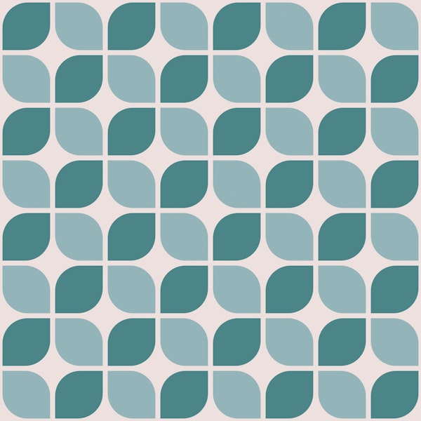 Retro Shapes Pattern Teal Turquoise