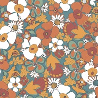 Floral Doodles Pattern in Teal Rust SMALL tapetit