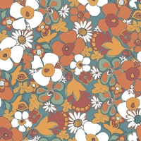 Floral Doodles Pattern in Teal Rust tapetit