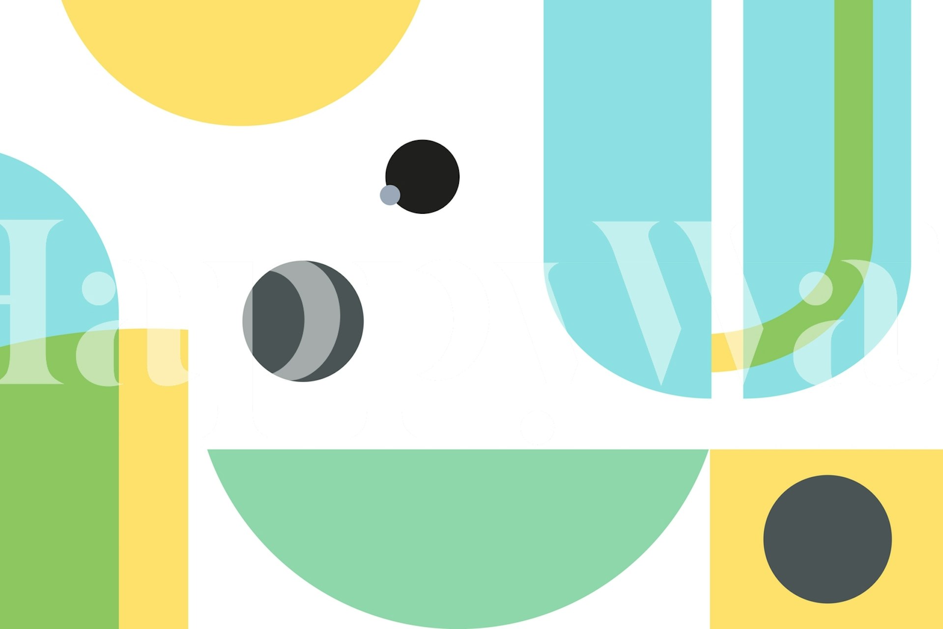 Abstract geometric shapes wall mural in yellow, green, black, and gray