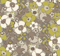 Floral Doodles pattern beige brown green wallpaper