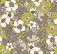 Floral Doodles pattern beige brown green SMALL wallpaper
