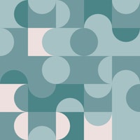 Geometric Retro Shapes Pattern Teal Beige ταπετσαρία