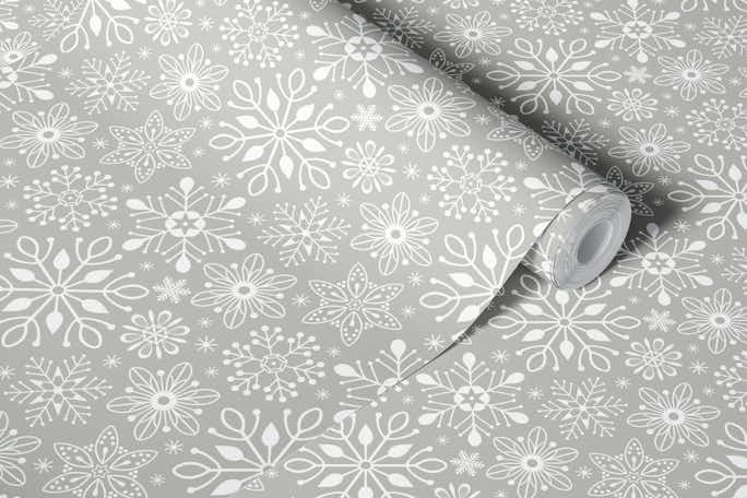 Snowflakes - Graywallpaper roll