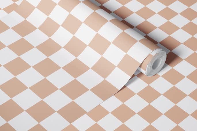 Scandi Checkerboard - Creamwallpaper roll