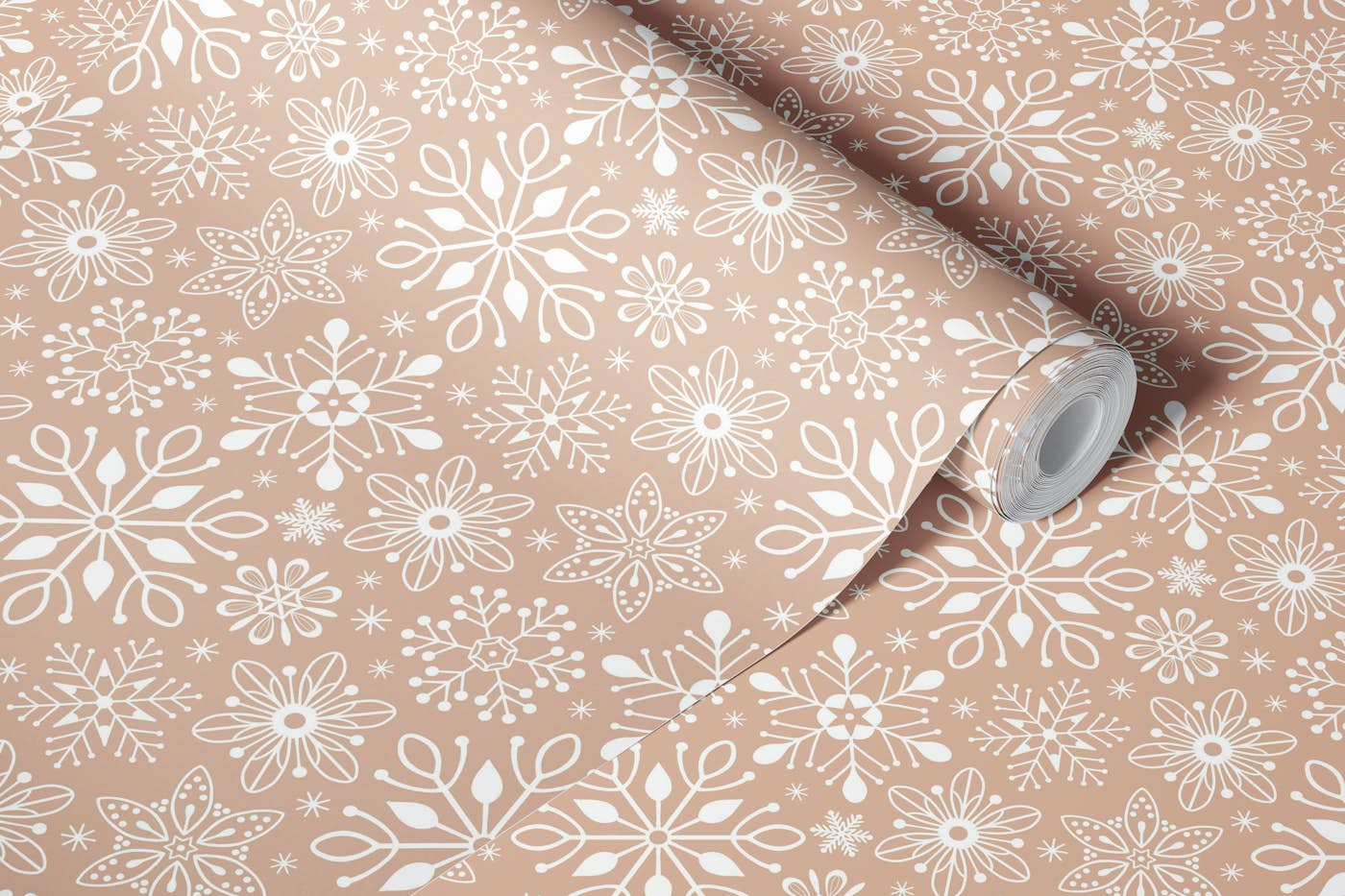 Snowflakes - Cream wallpaper roll