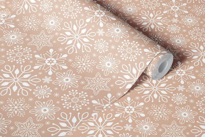 Snowflakes - Creamwallpaper roll