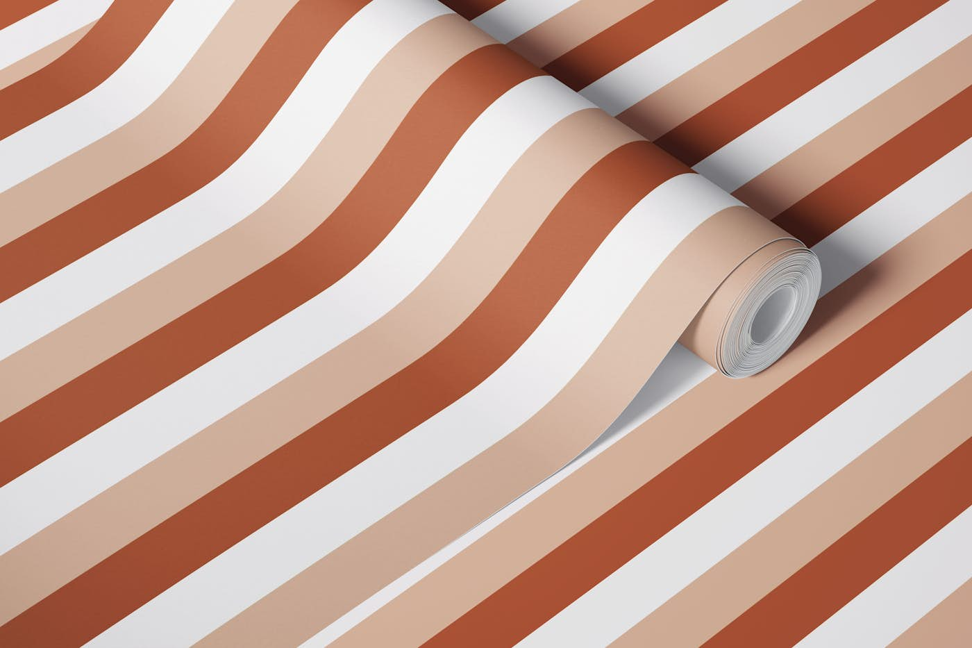 Scandi Stripes - Brown Cream wallpaper roll