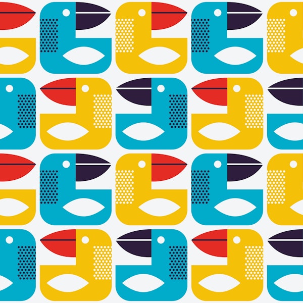 2813 B - colourful geometric parrots / birds