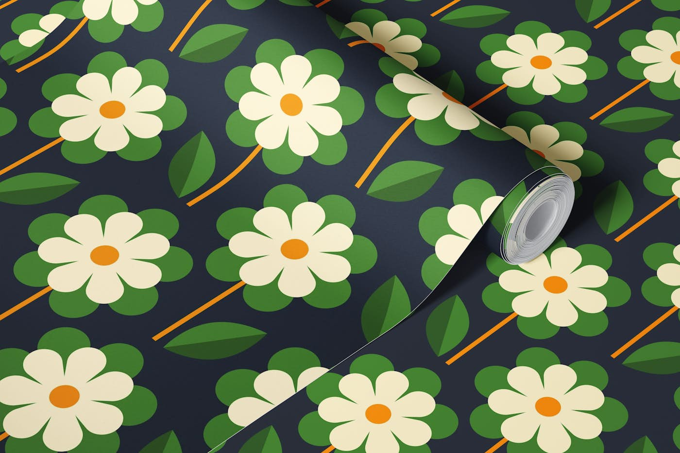 2814 A - scandinavian / retro / granny daisies wallpaper roll