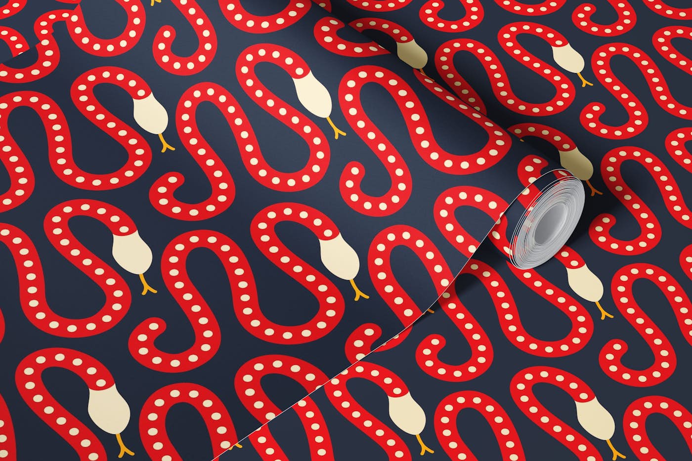 2841 C - dark red snakes wallpaper roll