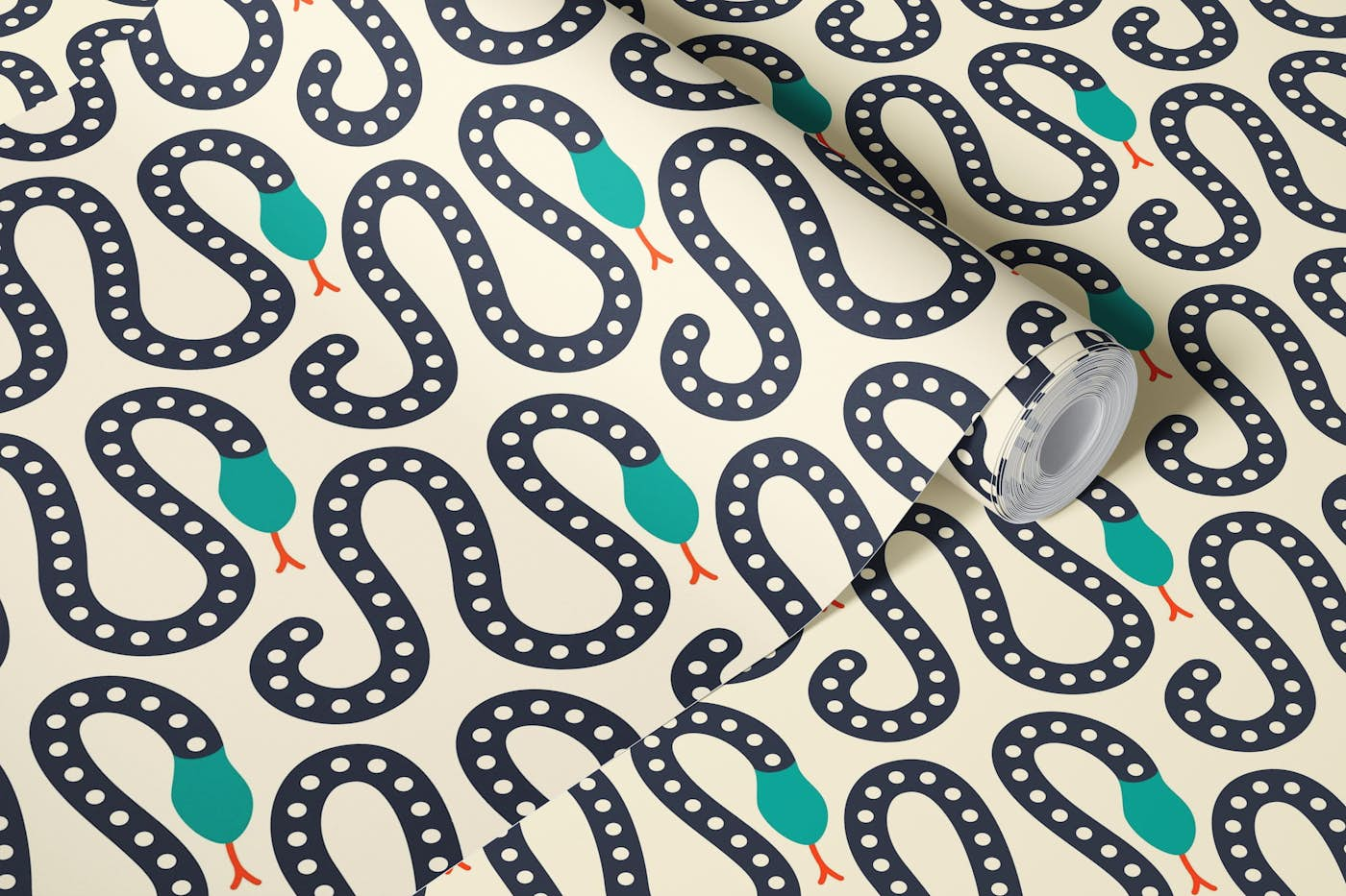 2841 E - hand drawn black snakes wallpaper roll