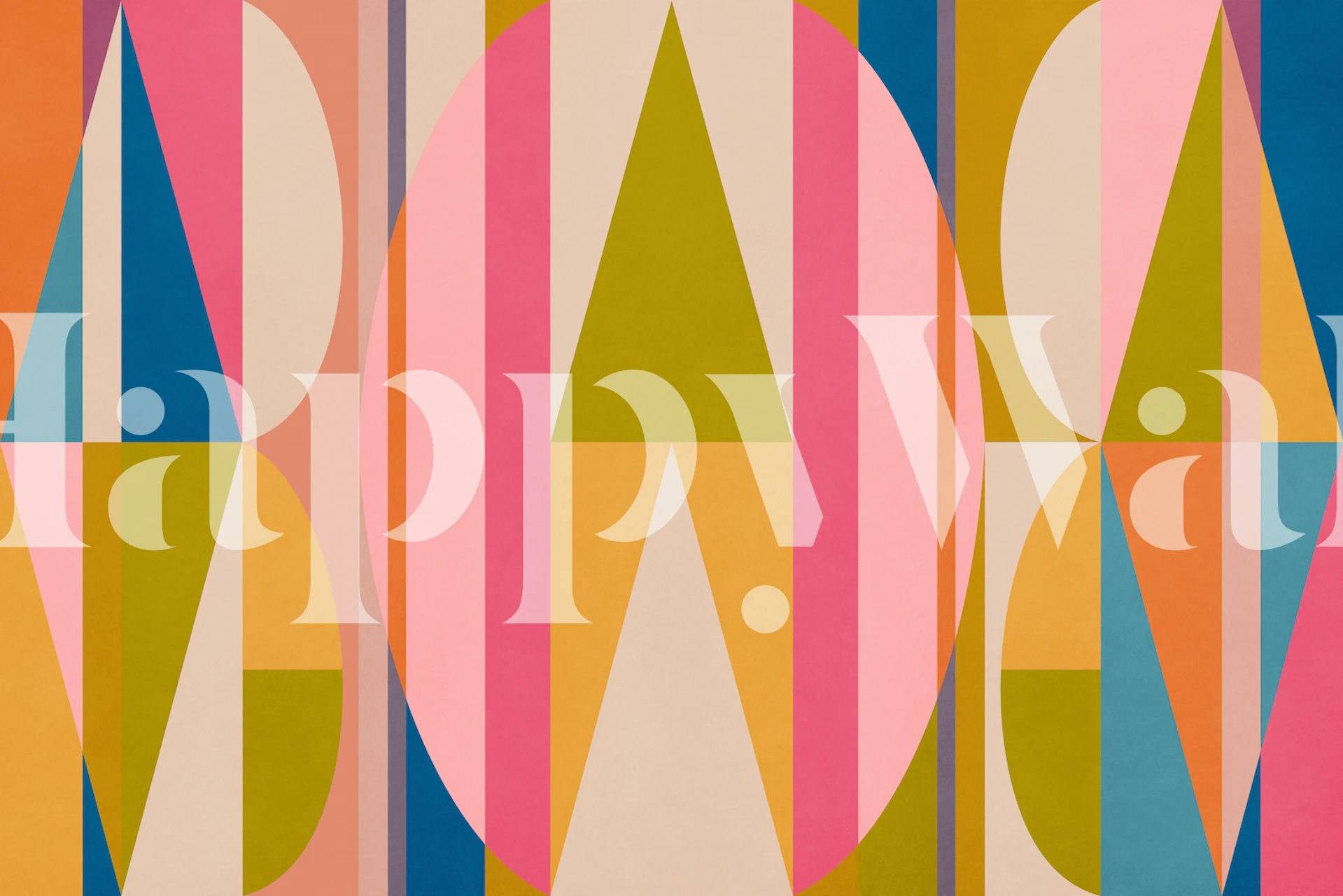 Colorful abstract geometric wallpaper in a room