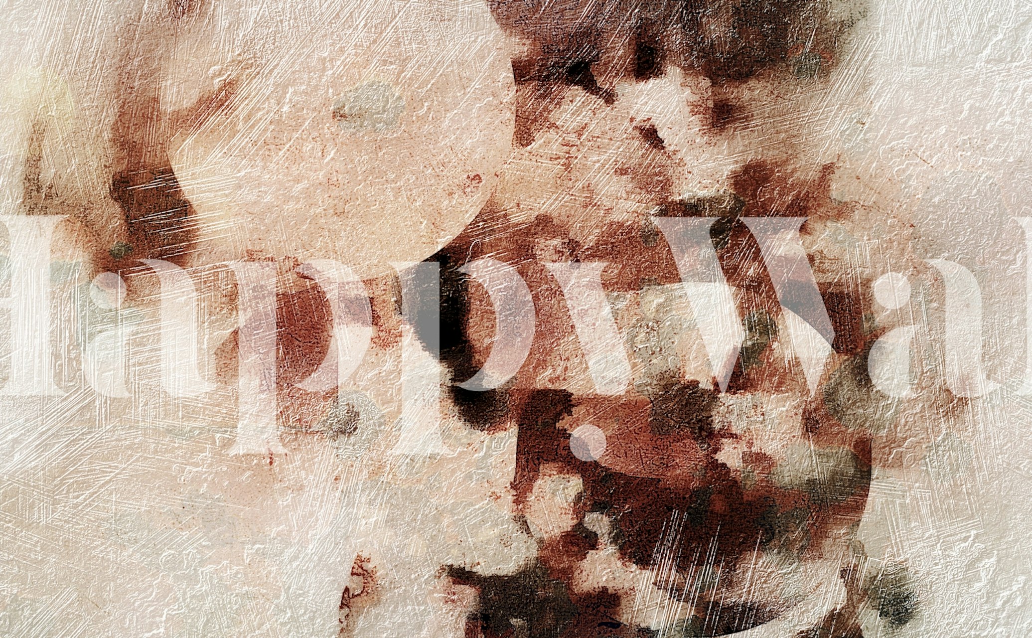 Abstract earth tone shapes in browns and creams wallpaper