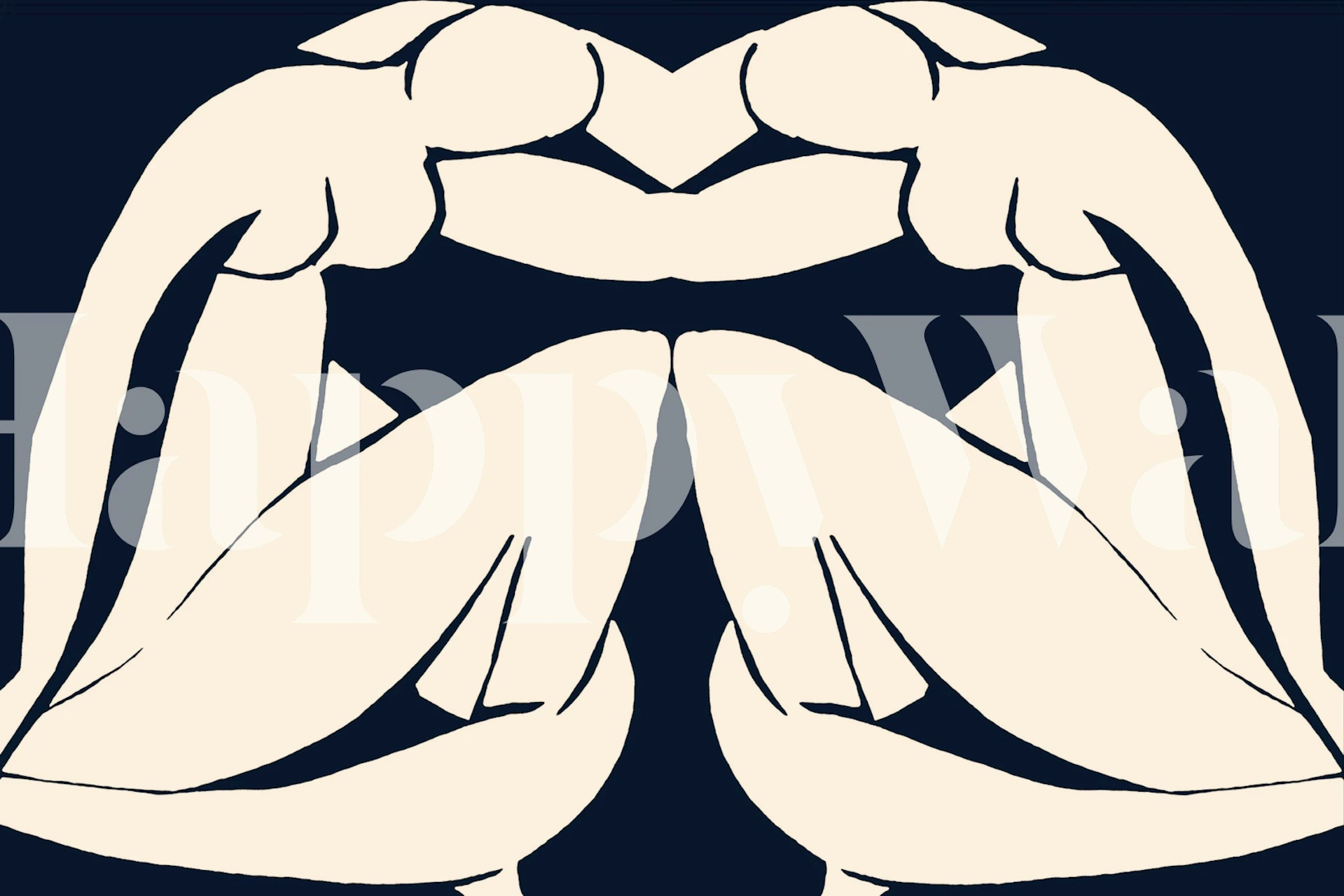 Matisse Sisters abstract silhouette wall mural in navy blue and white