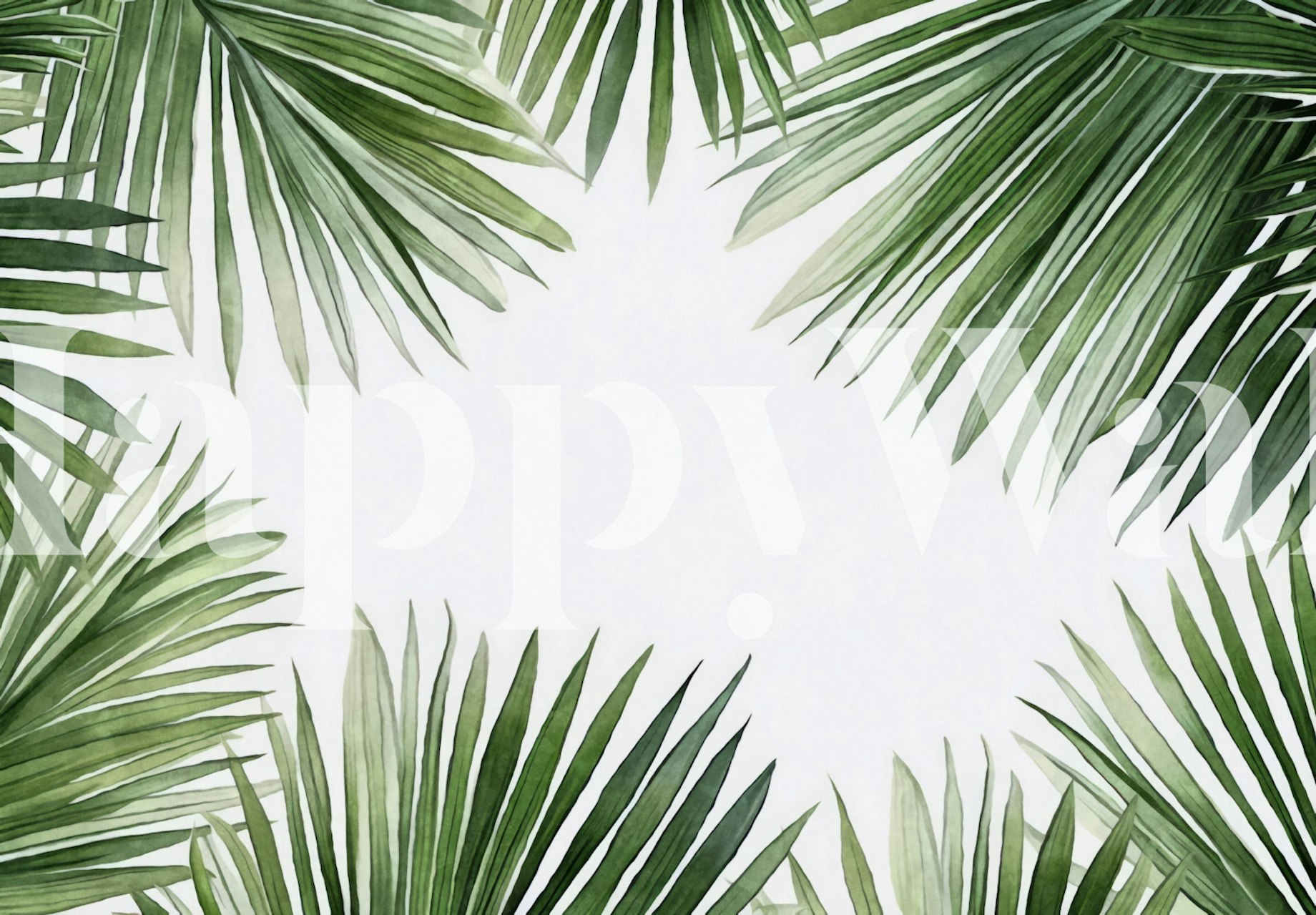 Tropical palm leaves wallpaper in a room