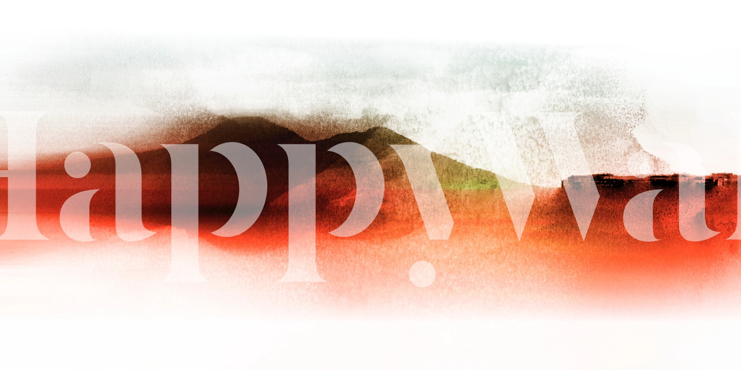 Abstract artsy desert wall mural with warm red and orange tones