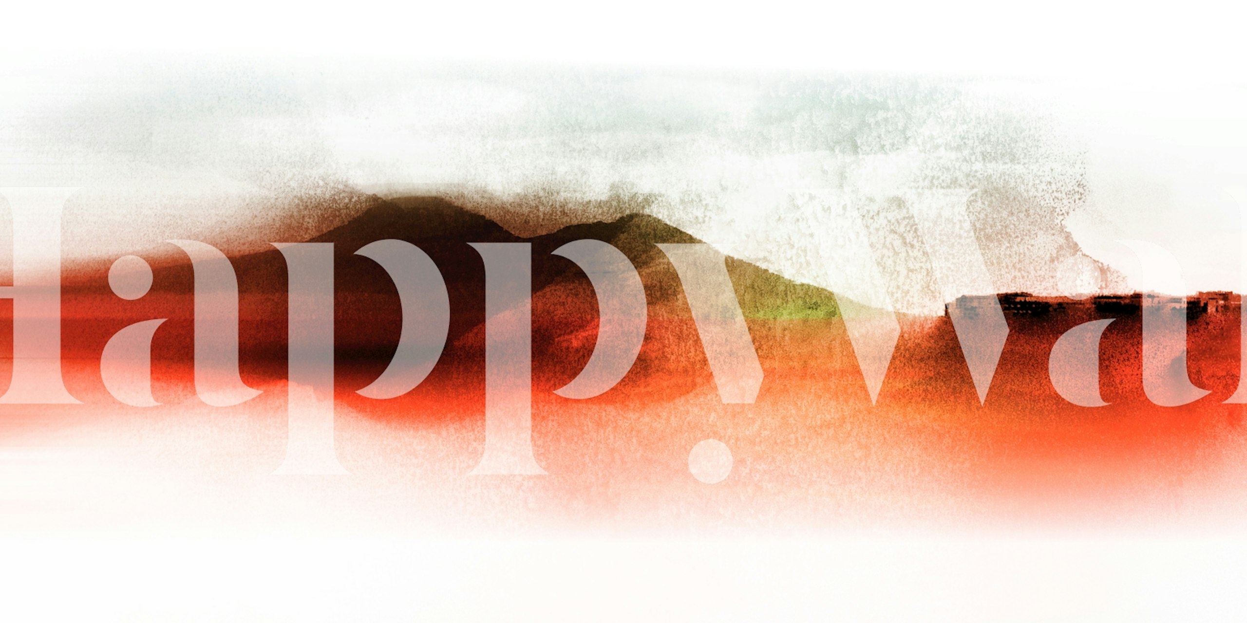 Abstract artsy desert wall mural with warm red and orange tones