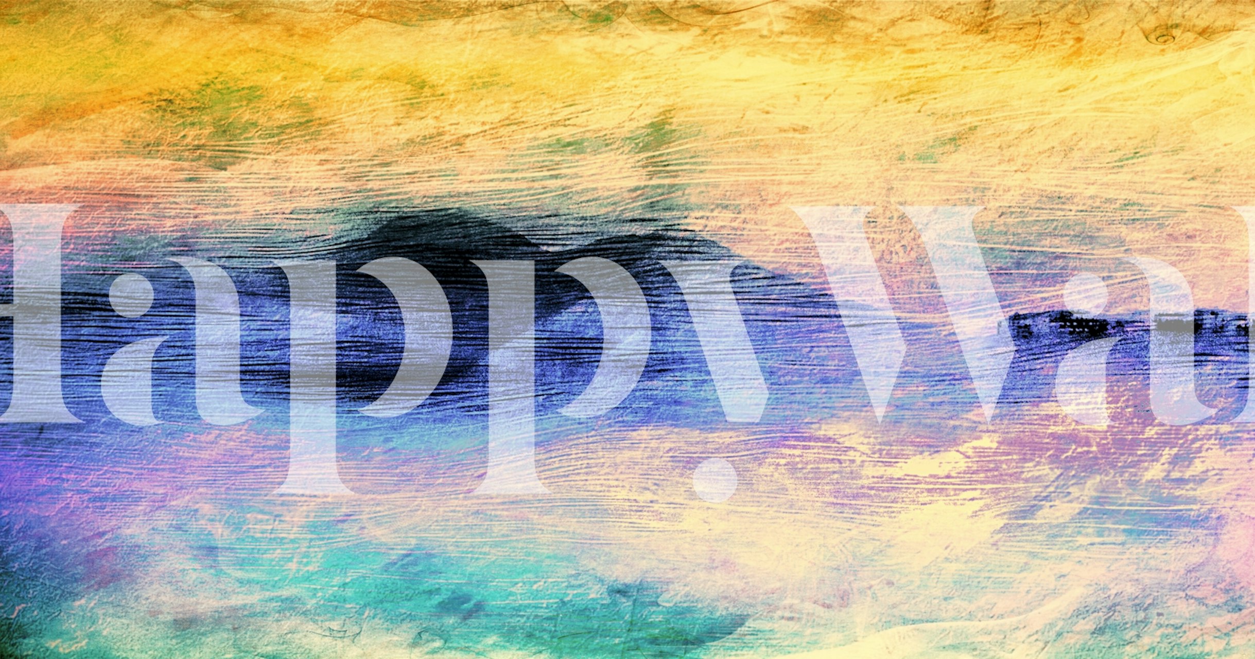 Abstract mountain landscape with blue, purple, and yellow hues wallpaper