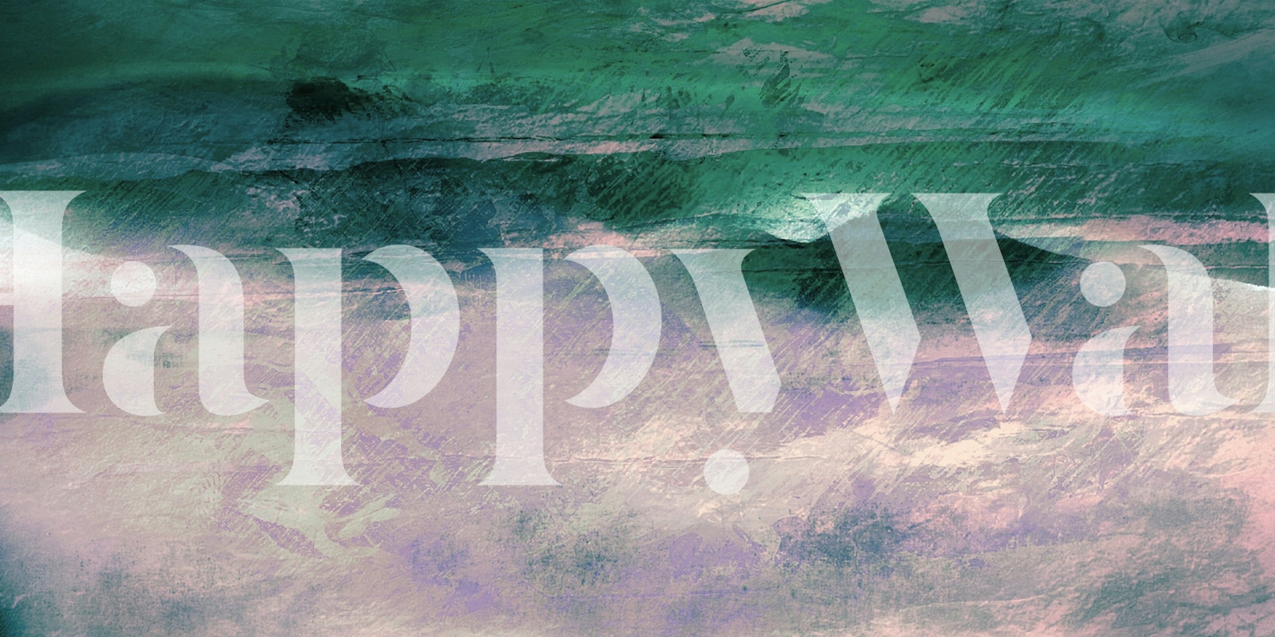 Fotomural paisaje de montaña abstracto con verdes brumosos y morados