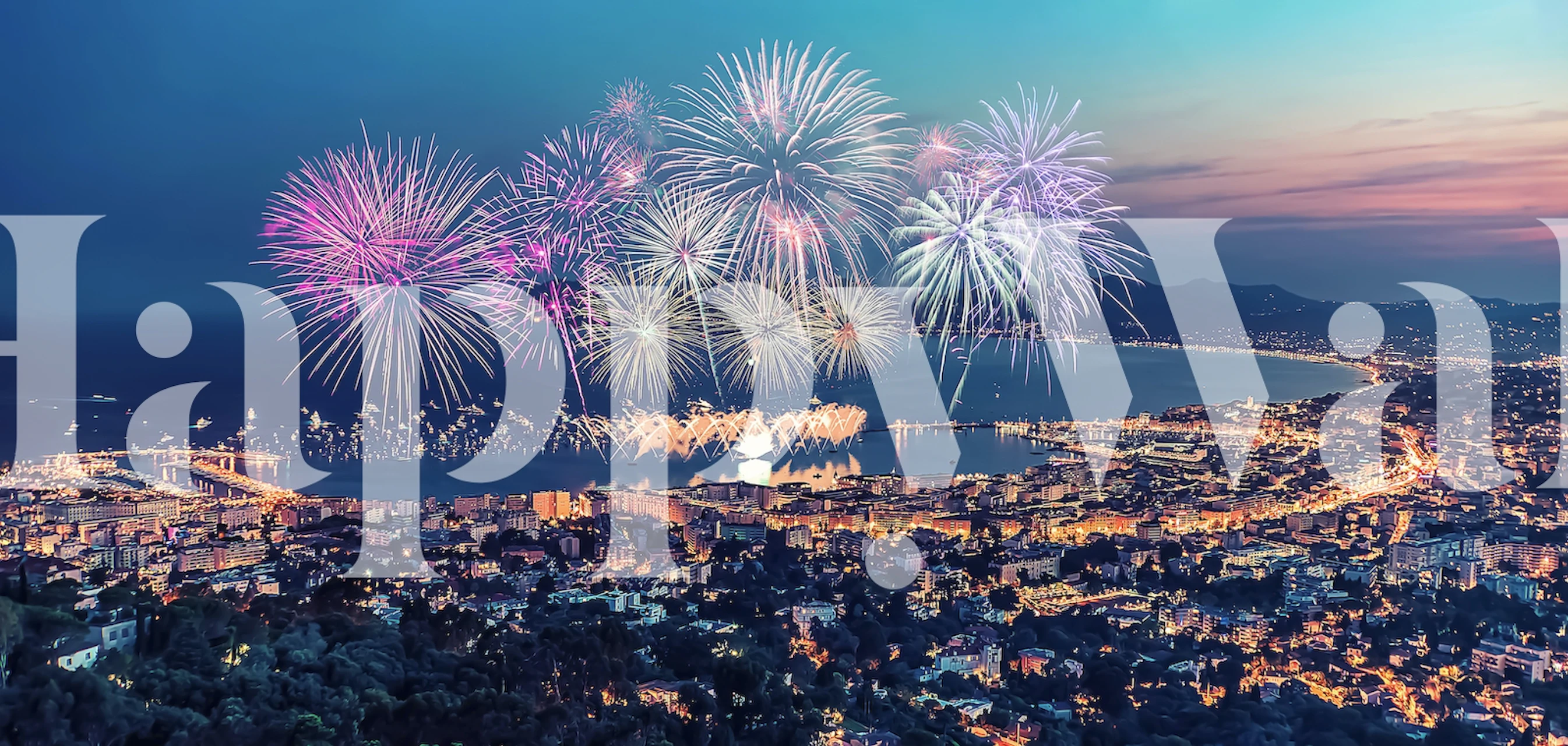 Tapettisuunnittelu The Bay of Cannes -tapahtumalta ilotulituksella