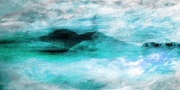 Teal Cyan Japandi Landscape ταπετσαρία