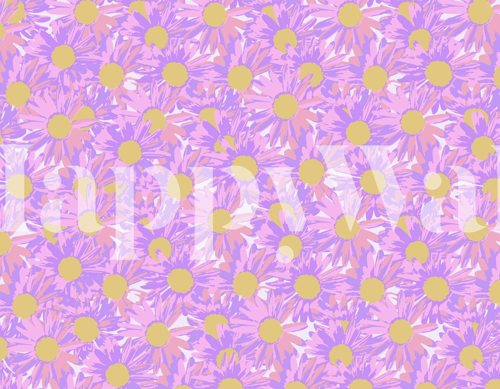 Daisy prints wallpaper in a room setting