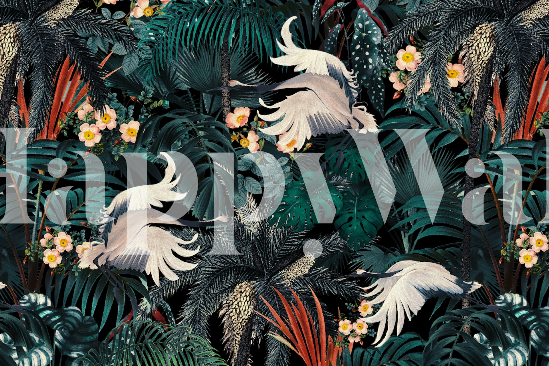 Papier peint Bird Jungle dans une pièce décorée
