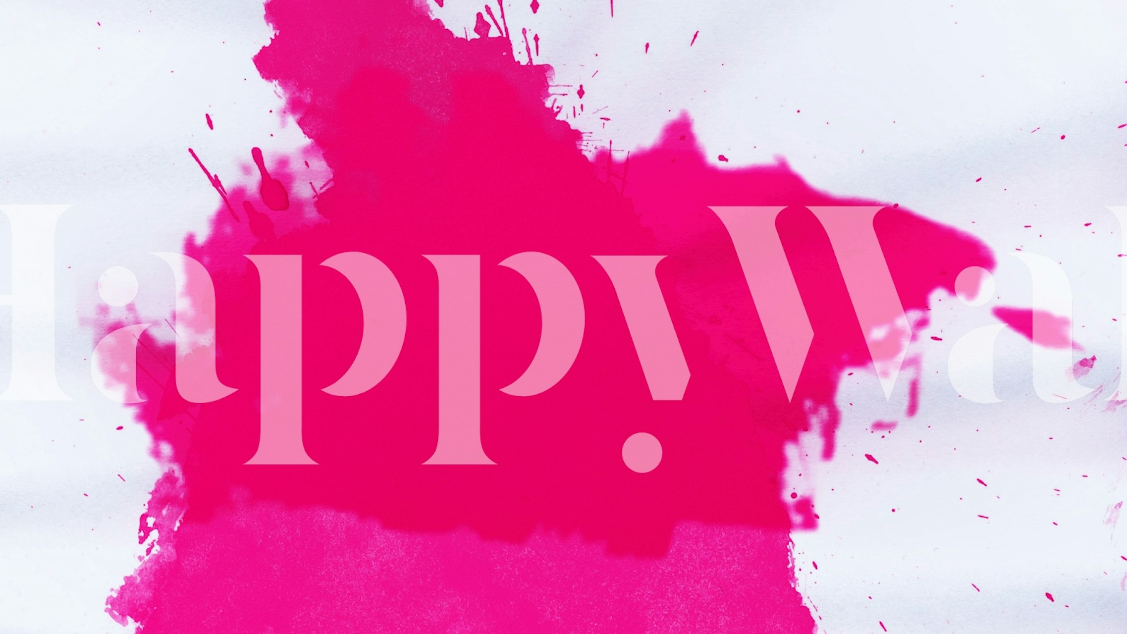 Magenta paint splash wallpaper in a room